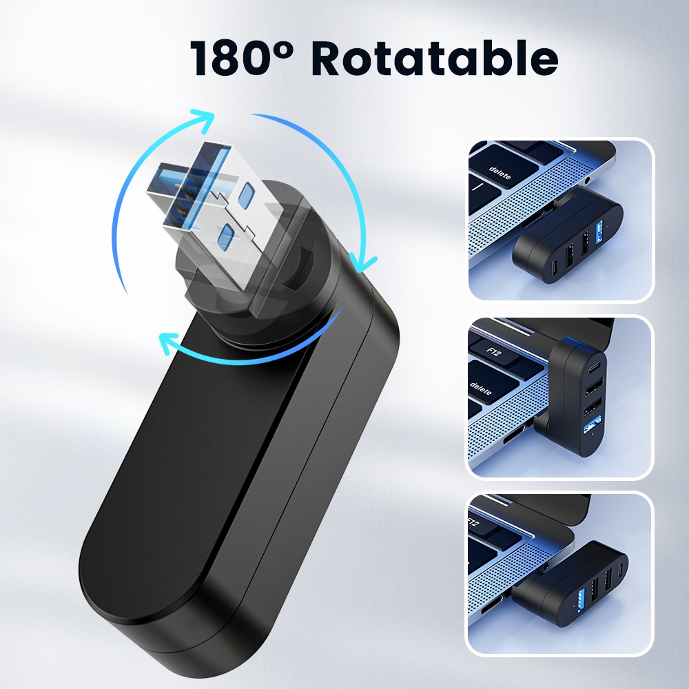 Connect Easy: 4-in-1 Rotatable USB Hub